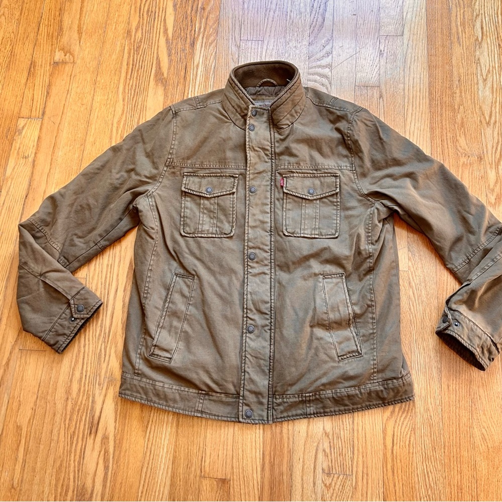 Levi's Mens Commuter Trucker Jacket Quilted Khaki Size Large